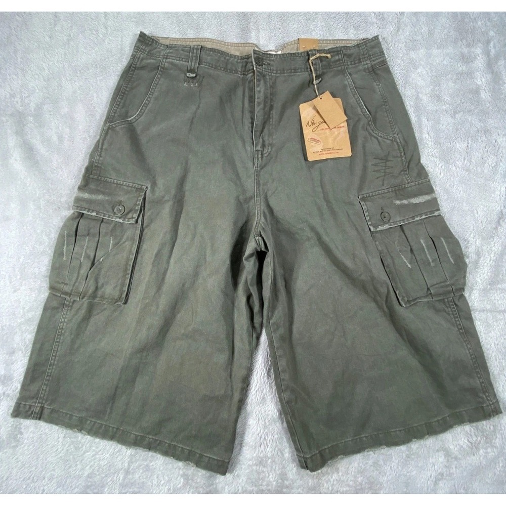 NBN Gear Utility Shorts Mens 42 Olive Cotton Distressed Cargo Pockets‎ High Rise